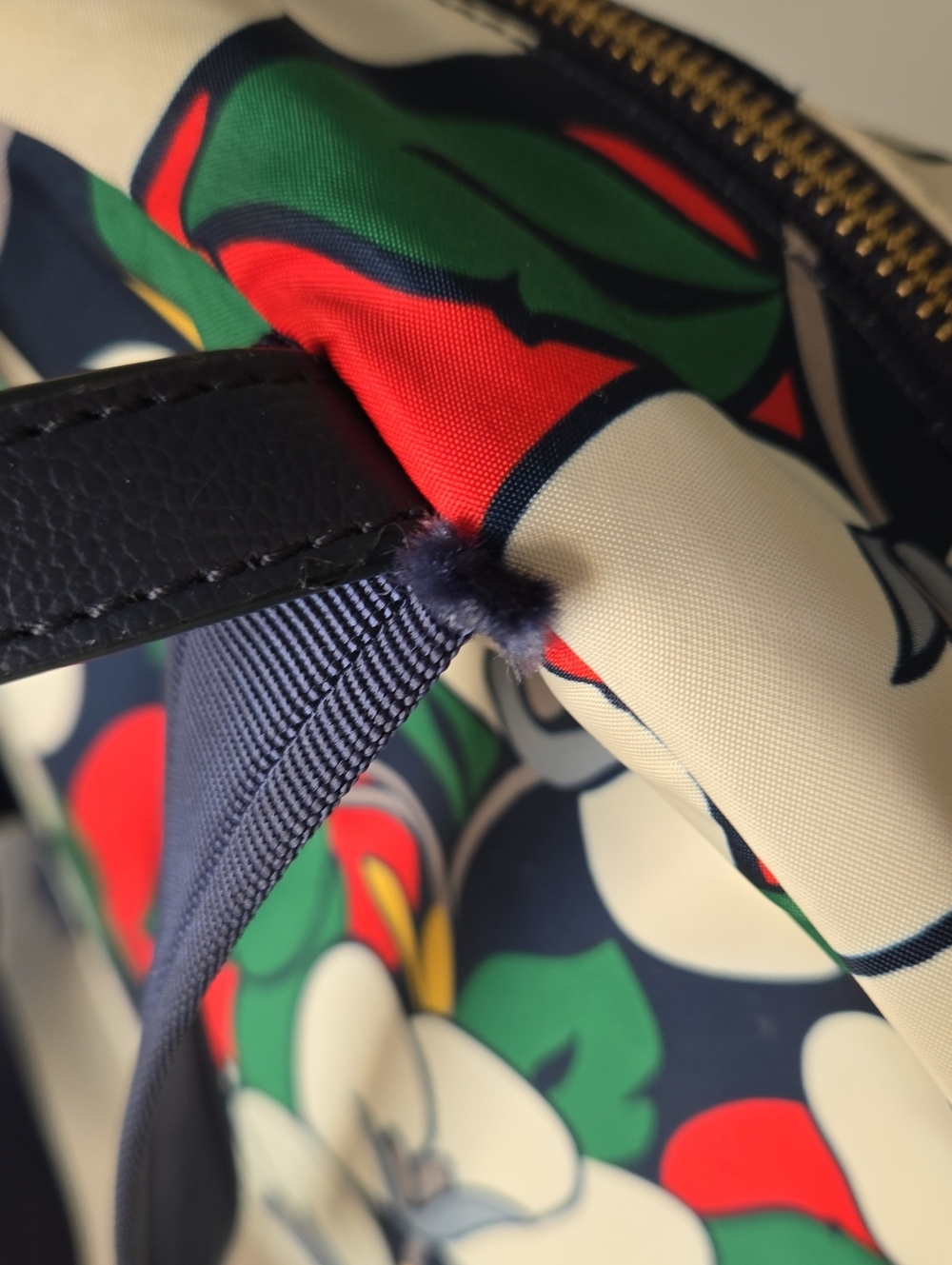 Kate Spade Floral Mini Backpack in Navy, White, Red & Green - Picture 7 of 16